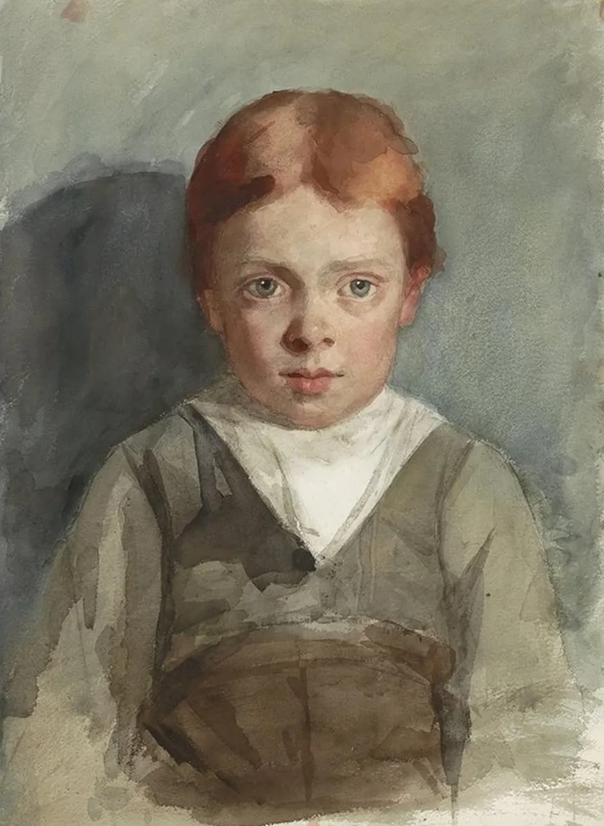 Portret van Een Jongetje Met Rood Haar, van Voren