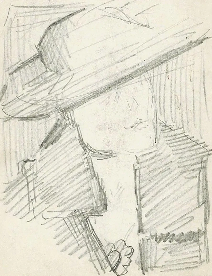 Portret van Een Vrouw Met Een Hoed