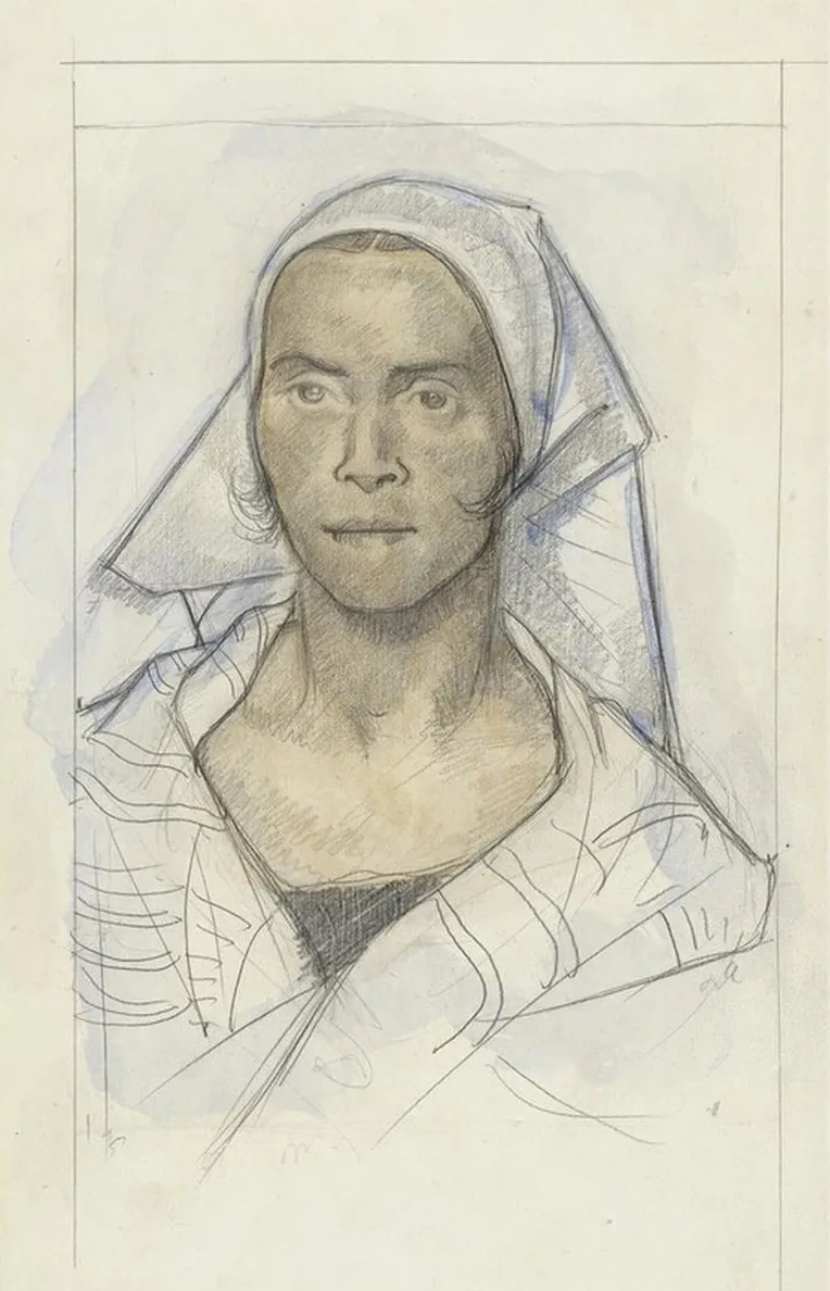 Portret van Een Vrouw Met Hoofddoek
