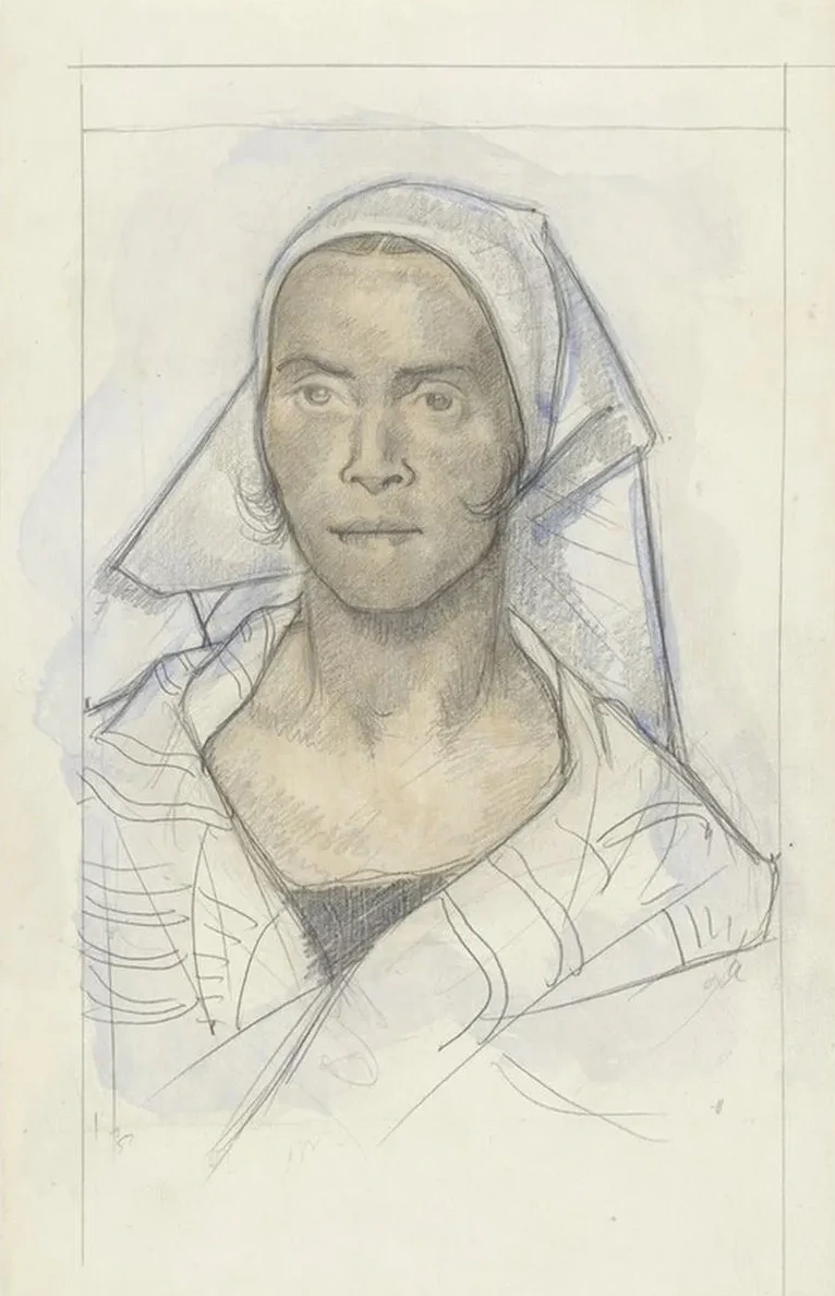 Portret van Een Vrouw Met Hoofddoek