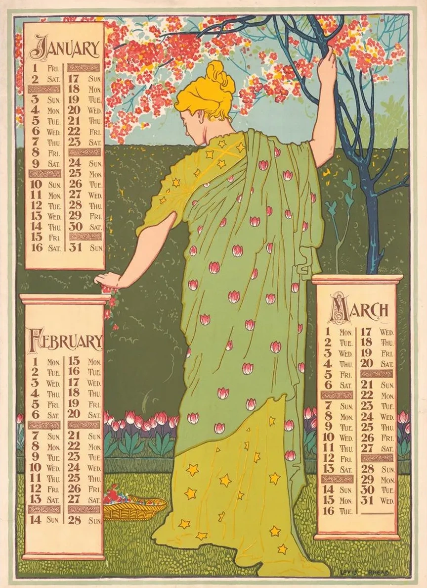 Poster Calendar for 1897. January, February, March