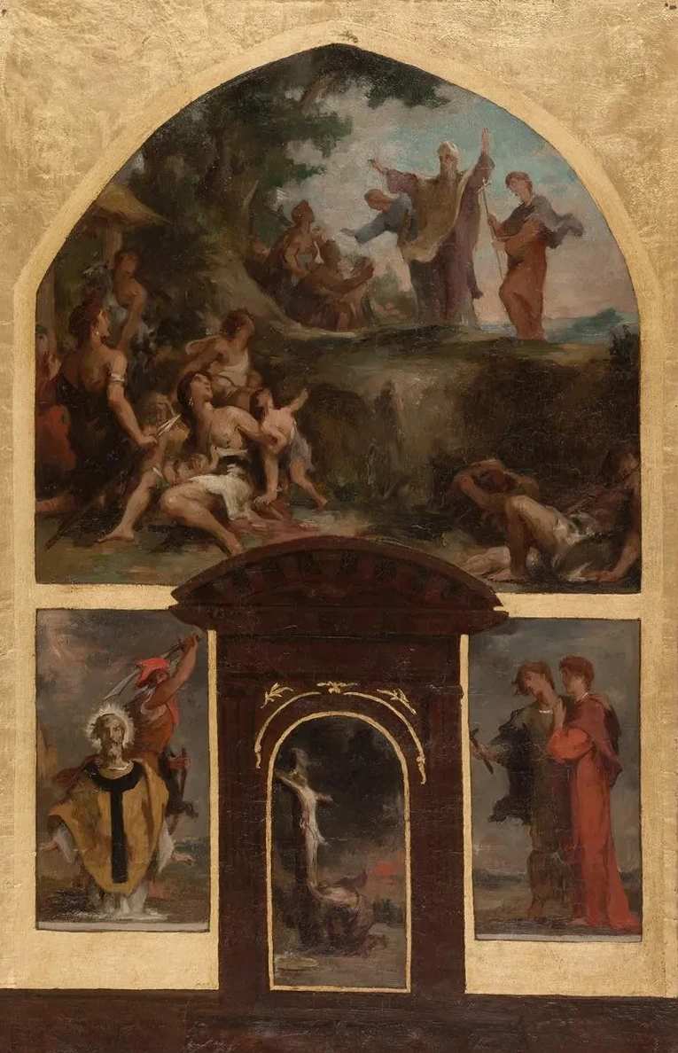 Pr Dication de Saint Denis et Conversion Des Gaulois. D Collation de Saint Denis. Christ En Croix. Saint Rusti
