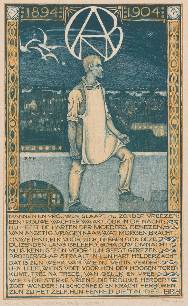 Prent Ter Gelegenheid van Het Tienjarig Jubileum van de Algemene Nederlandse Diamantbewerkersbond in 1904