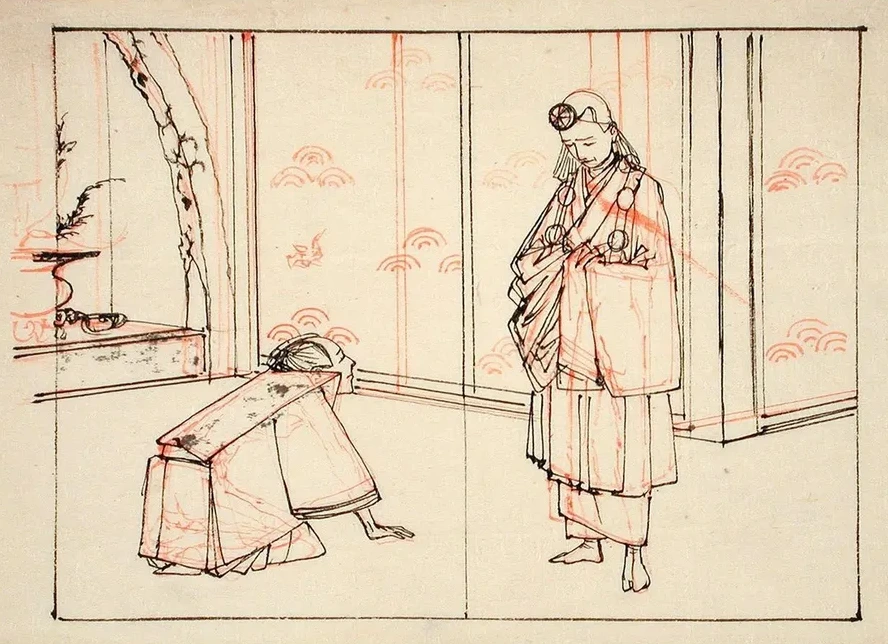 Preparatory Drawing for an Illustration of the Book Mirror of Famous Japanese Generals