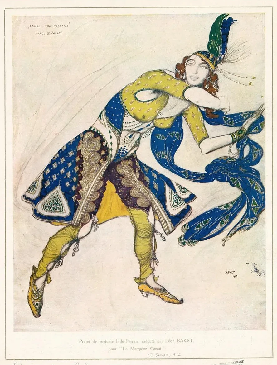 Projet de costume Indo - Persan, ex cut par L on Bakst pour La Marquise Casati