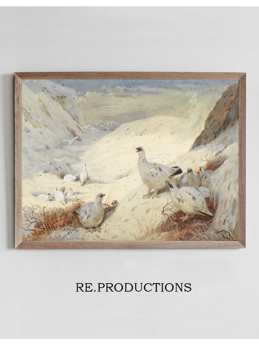 Ptarmigan in Winter Plumage Signed and Dated Archibald Thorburn. 1899