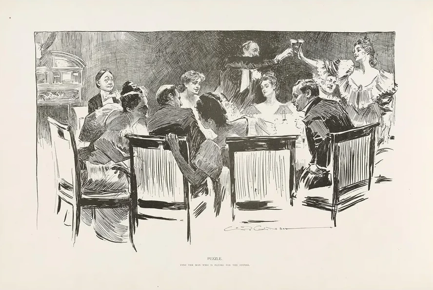 Puzzle Find the Man Who Is Paying for the Dinner