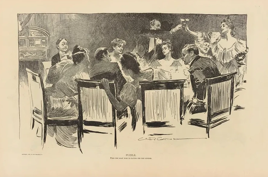 Puzzle. Find the Man Who Is Paying for the Dinner