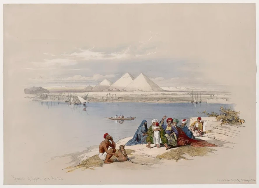 Pyramids of Gezeeh Giza, from the Nile