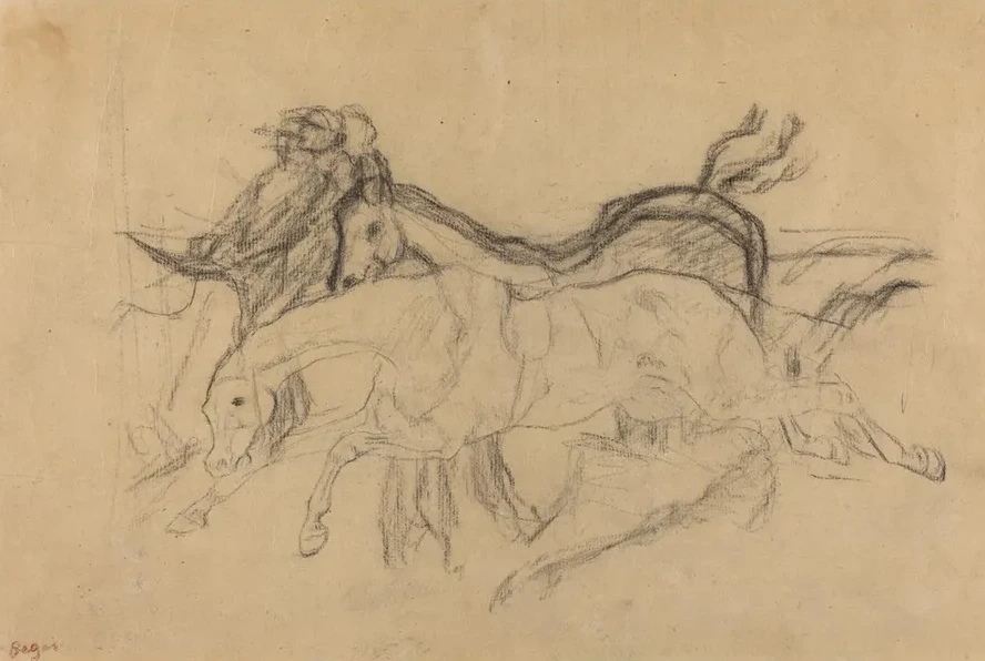 Racehorses (study for Scene from the Steeplechase the Fallen Jockey)