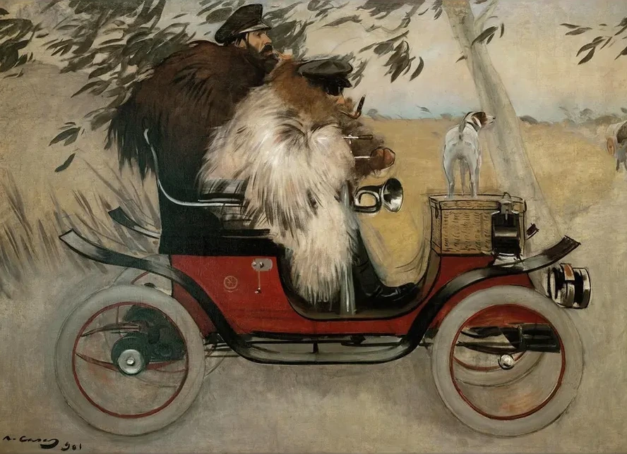 Ramon Casas And Pere Romeu In An Automobile