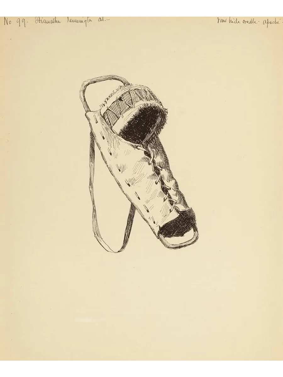 Rawhide Cradle, Apache, Illustration from the Song of Hiawatha