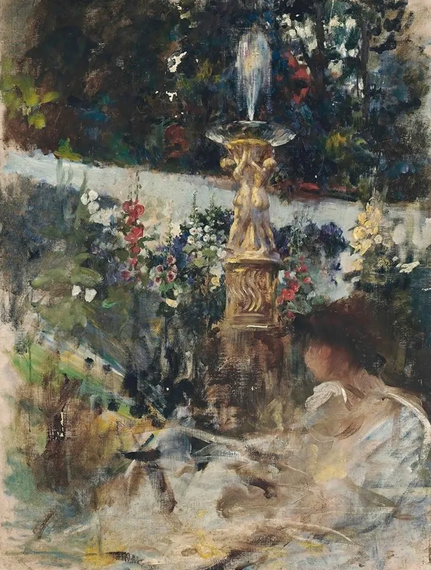 Reading by the Fountain