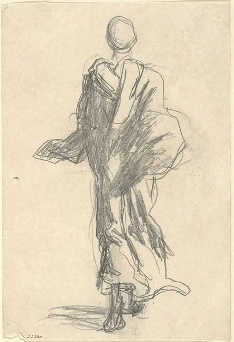 Rear View of a DrapedFigure