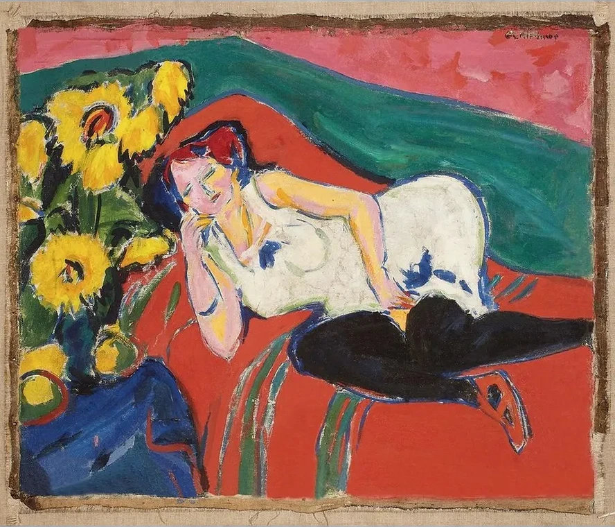Reclining Woman in a White Chemise