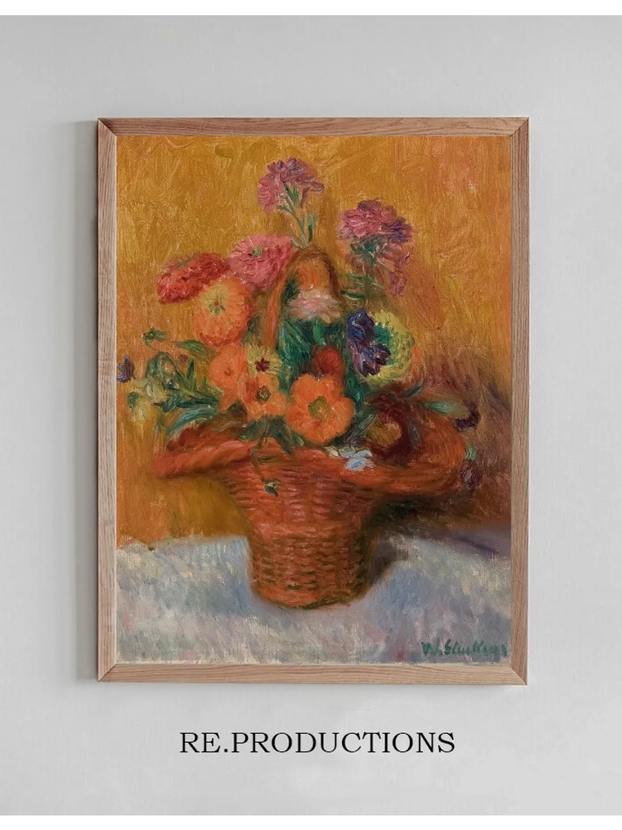 Red Basket of Zinnias