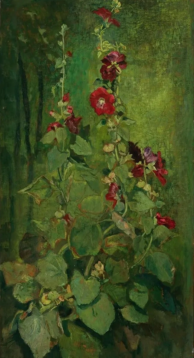 Red Hollyhocks