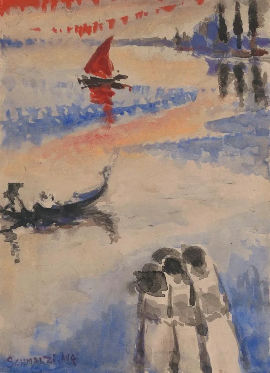 Red Sailing Ship and Gondola
