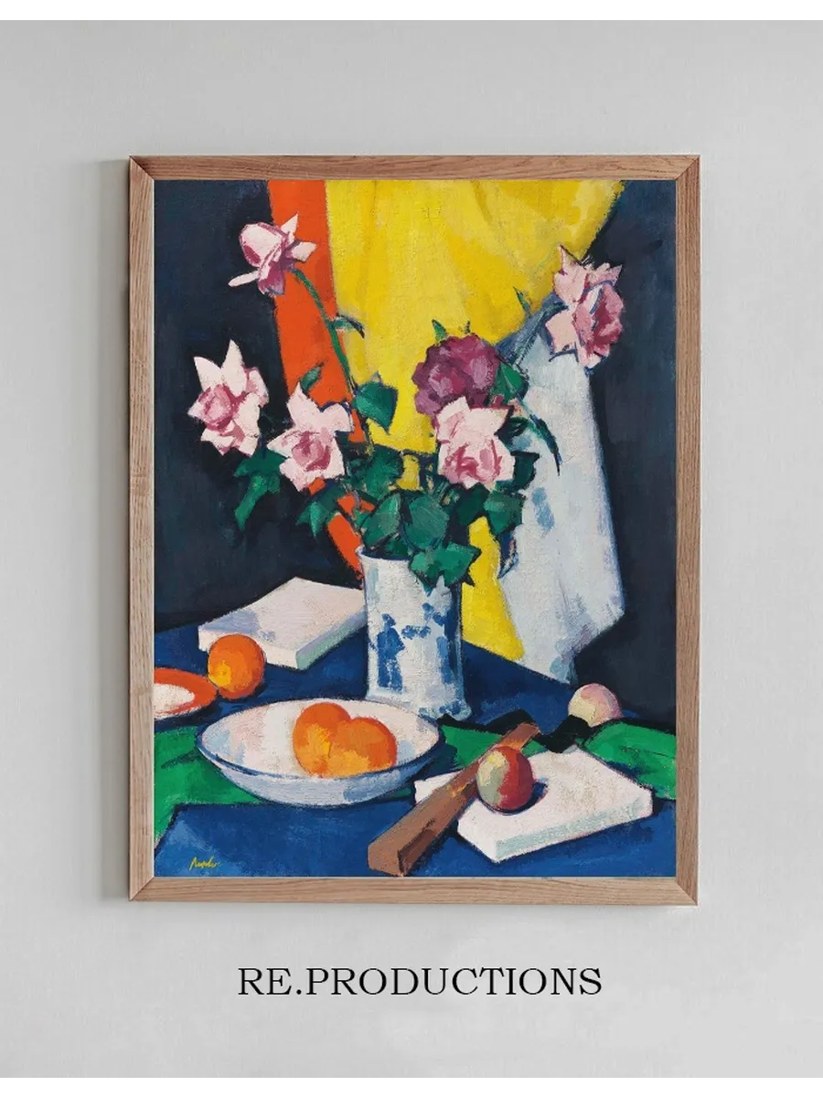 Red and Pink Roses, Oranges and Fan