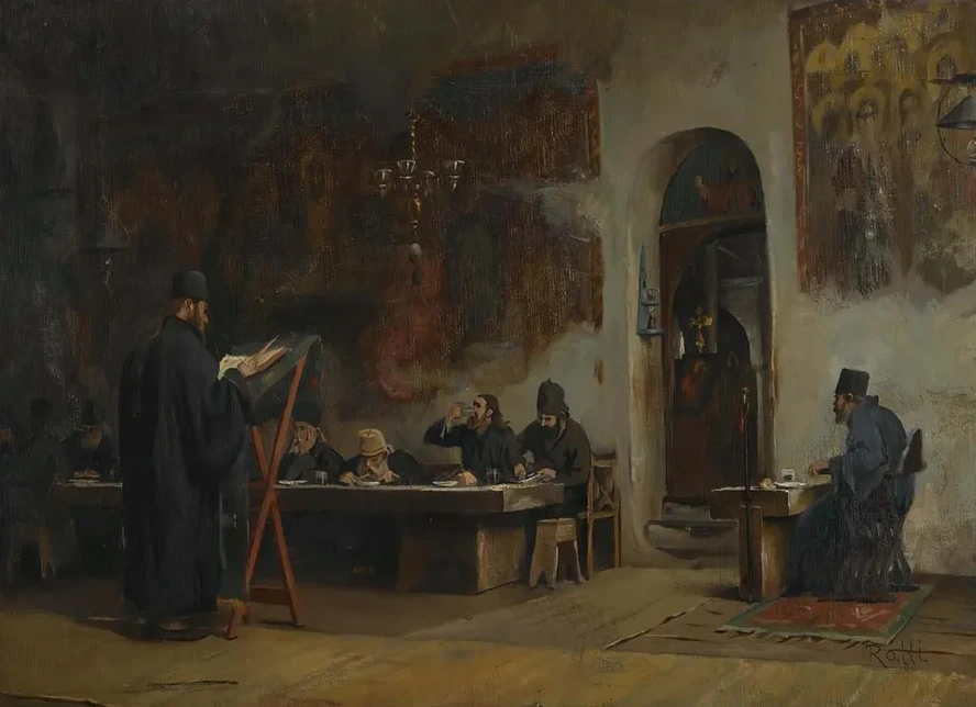 Refectory In A Greek Monastery (Mount Athos)