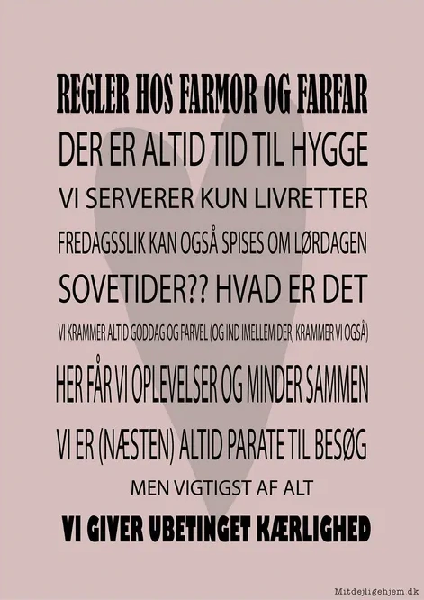 Regler Hos Farmor Og Farfar - Rosa