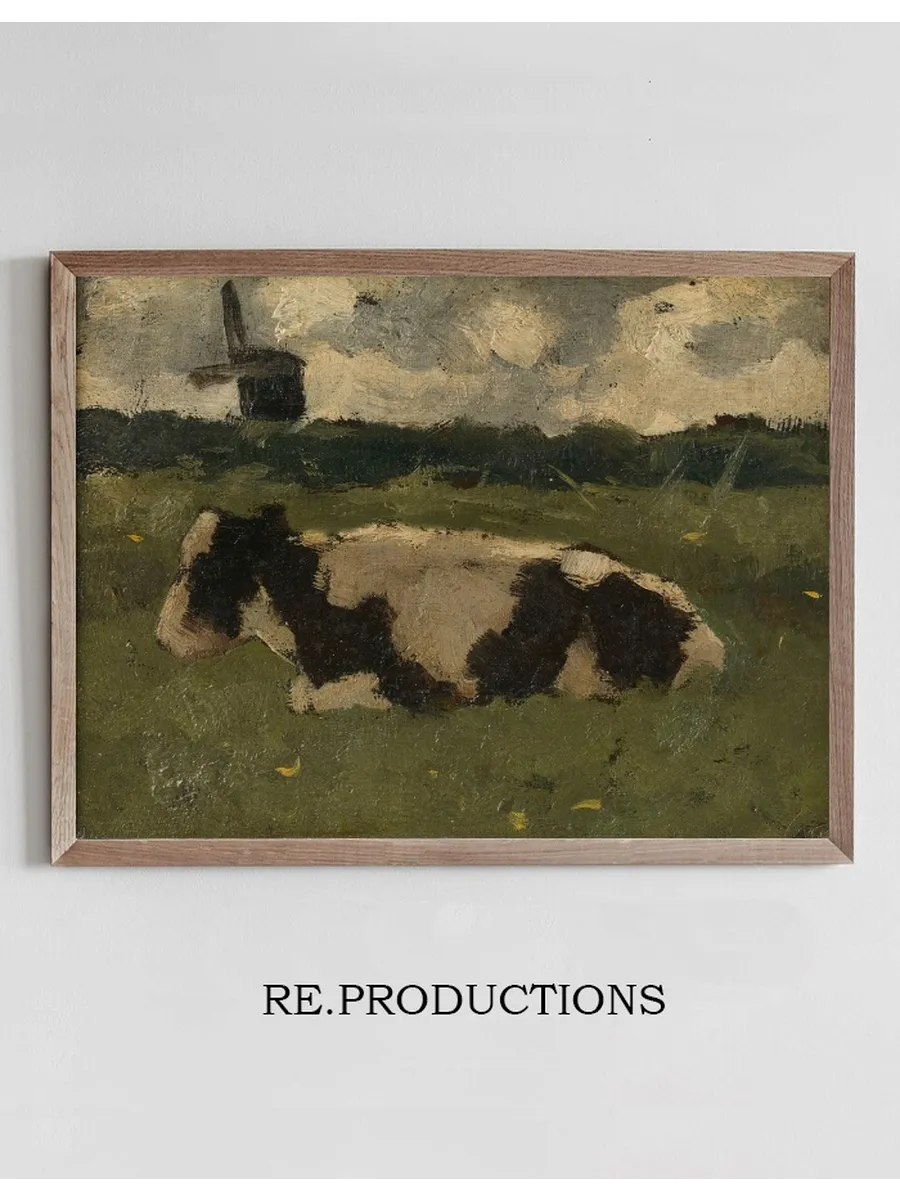 Resting Cow with a Mill
