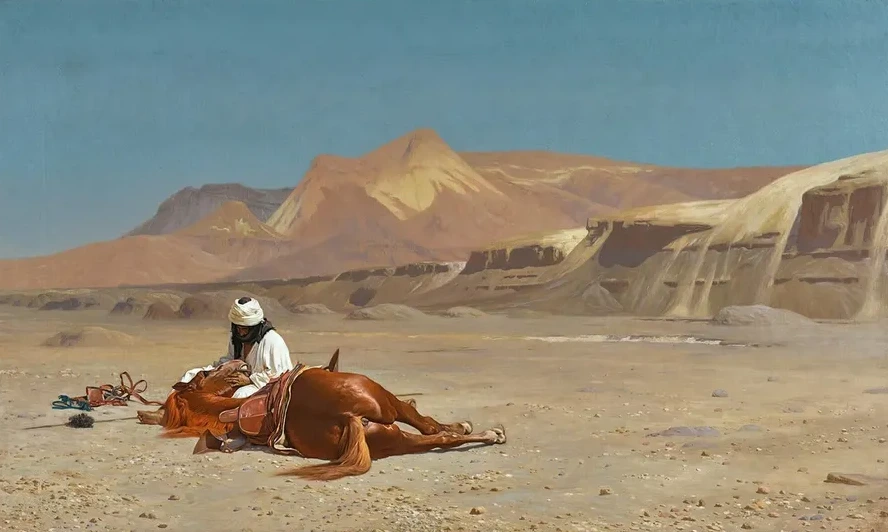 Riderand His Steed In The Desert