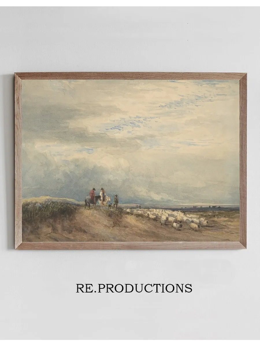 Riders with Sheep Near an Estuary