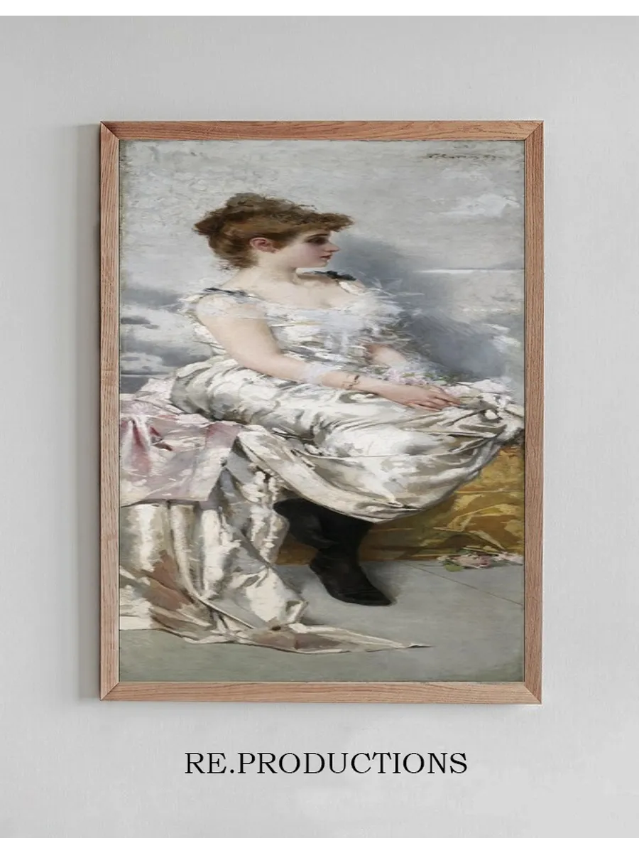 Ritratto di Giovane Donna in Abito Binaco Con Fiori