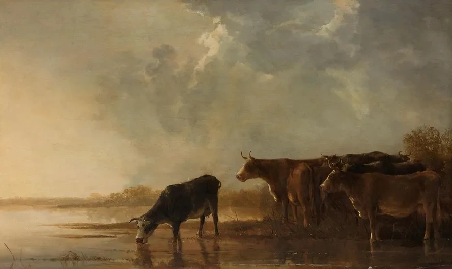 River Landscape with Cows