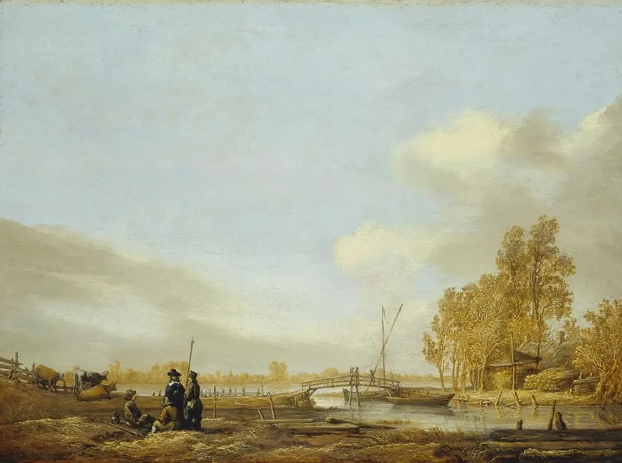 River Landscape with Footbridge