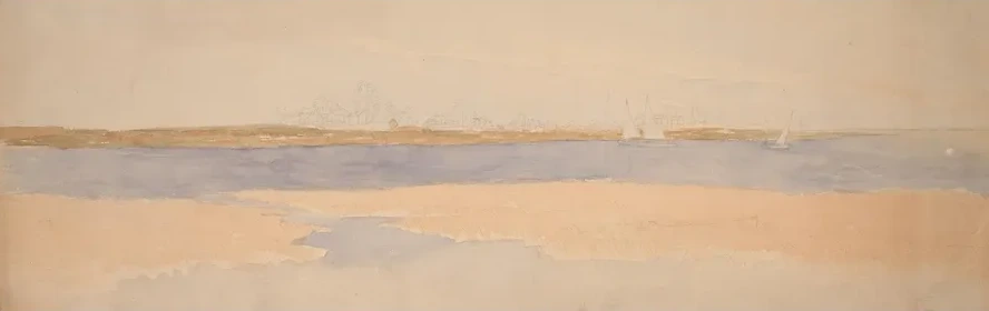 River Landscape with Town on FarShore