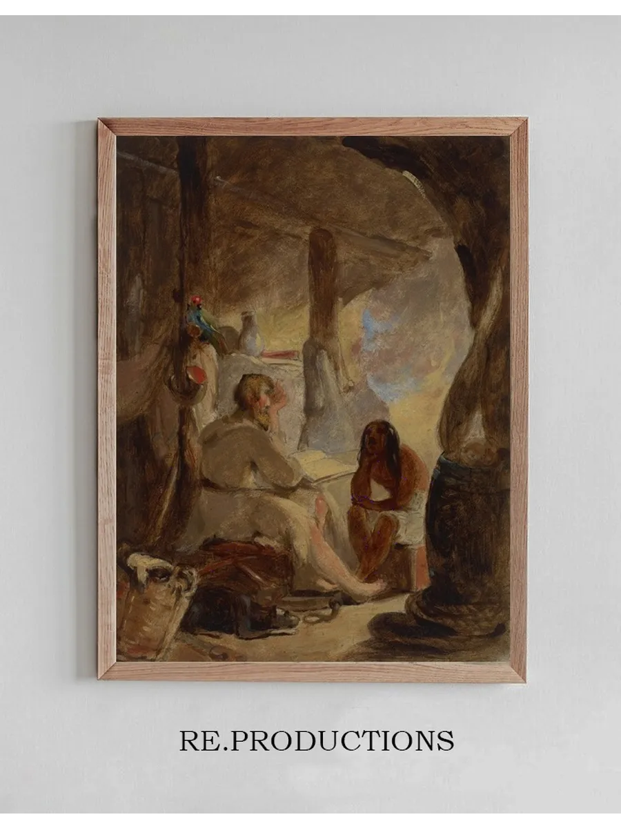 Robinson Crusoe and Friday in the Cave