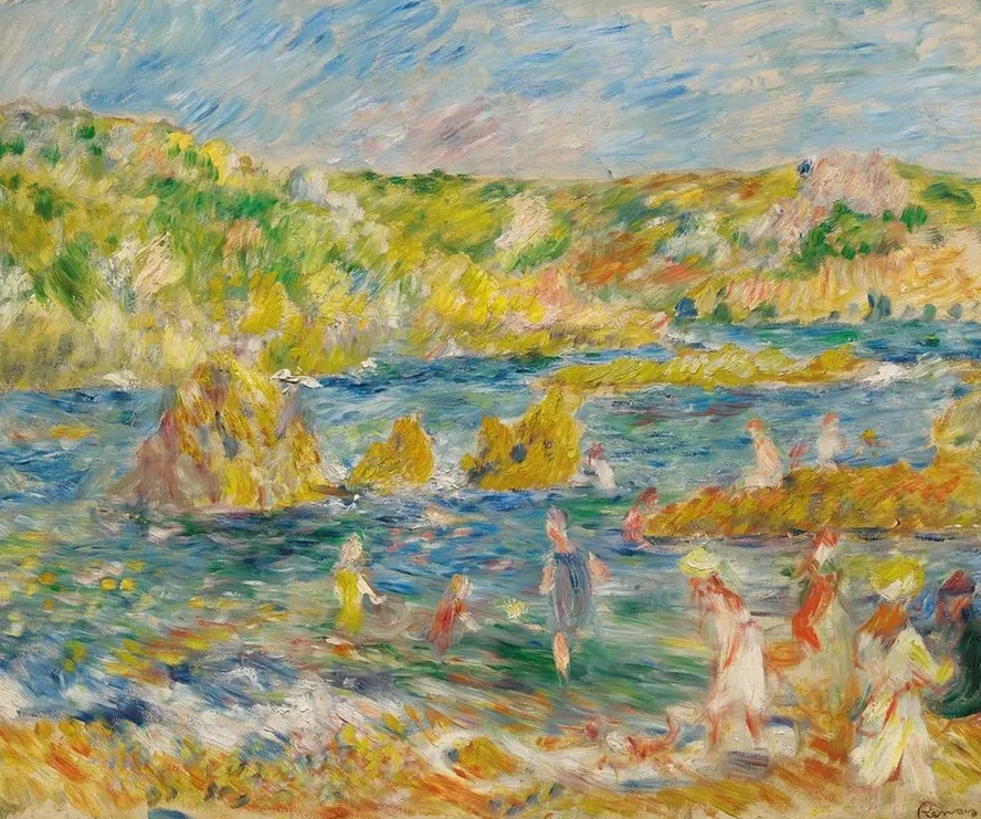 Rochers de Guernesey Avec Personnages (plage Guernesey)