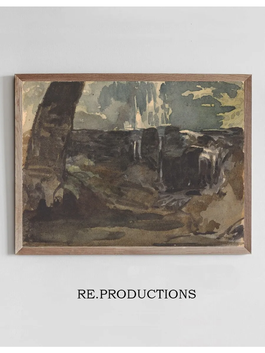 Rocky Landscape, Large Tree Trunk in Foreground