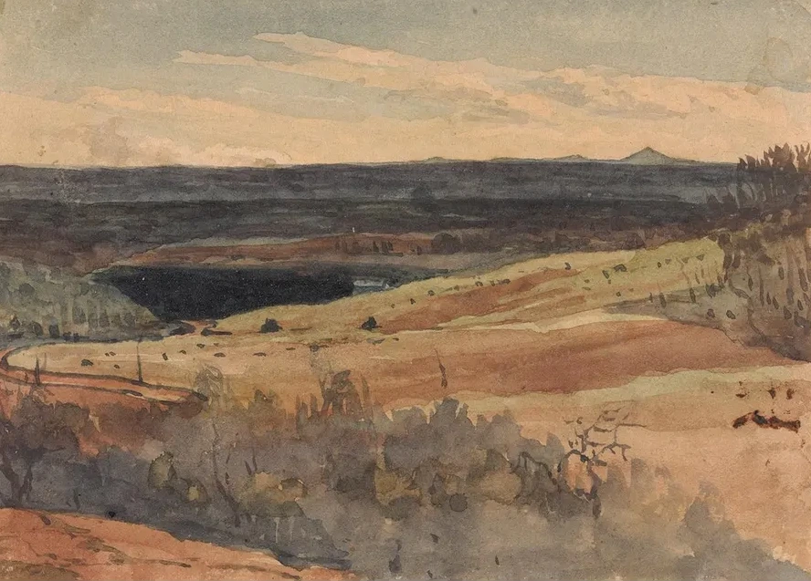 Rolling Fields, Mountains in Distance