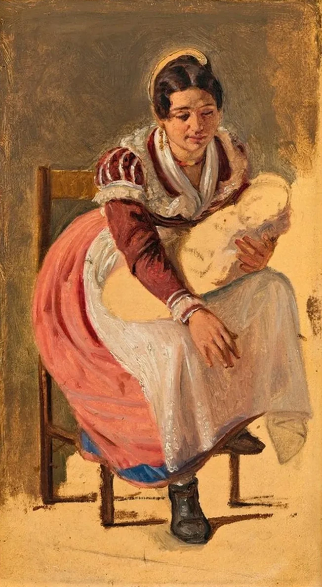 Roman woman with a child. Study for The St. Anthony Feast Day in Rome