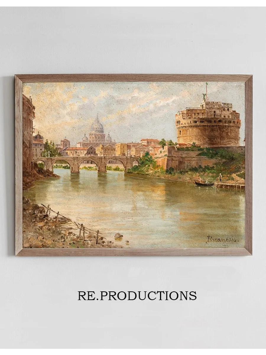 Rome, a View of Castel Sant Angelo, with St Peter's Basilica in the Distance