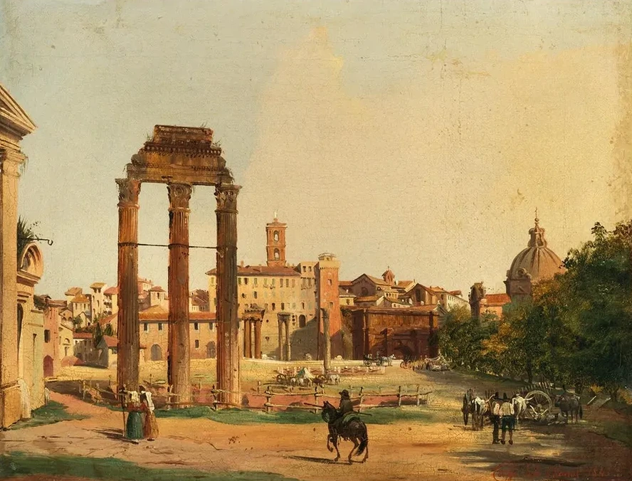 Rome, a View of the Roman Forum with the Temple of Castor and Pollux