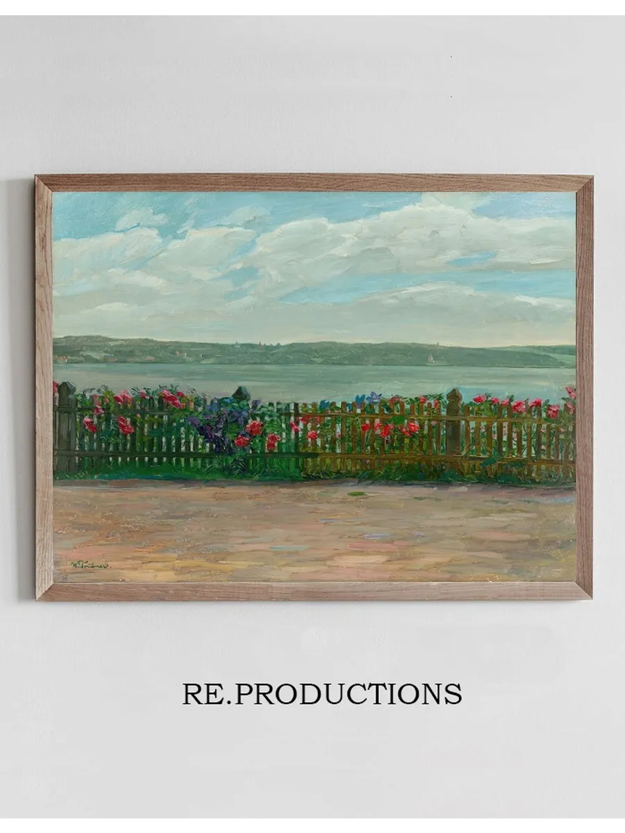 Rose Fence with View of the Berg Castle at Lake Starnberg
