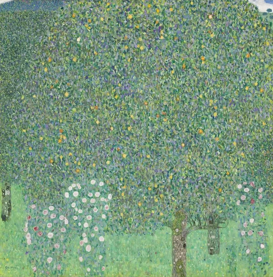 Rosebushes Under the Trees