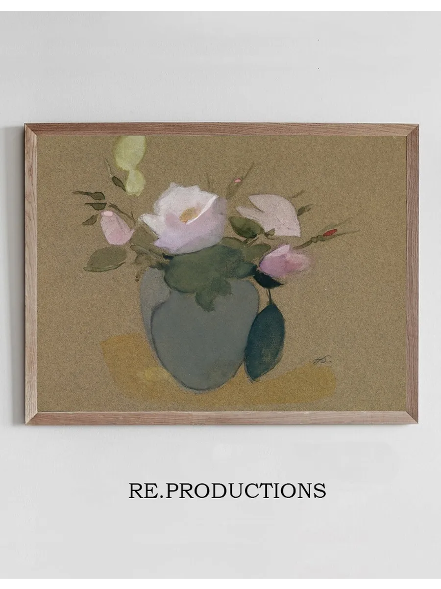 Roses in a Blue - Green Vase