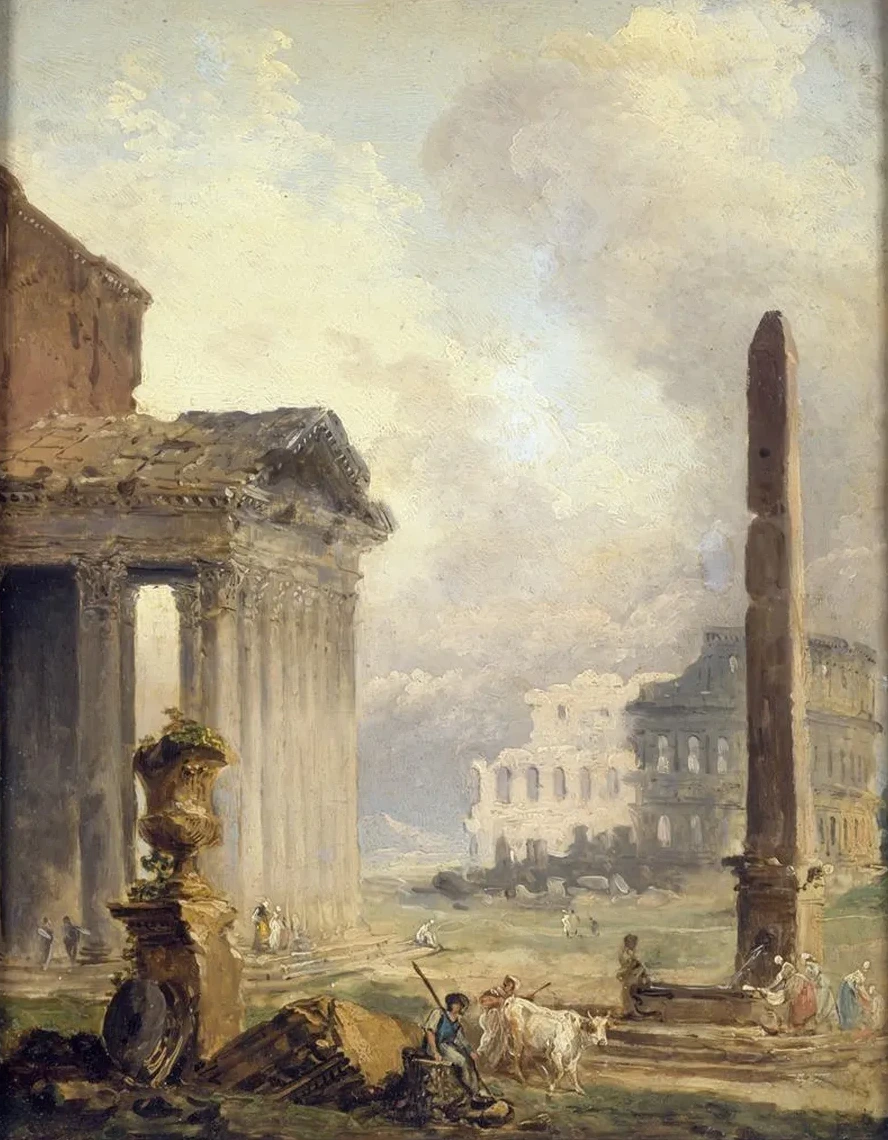 Ruines Romaines, le Forum Avec le Colis E et L Ob Lisque