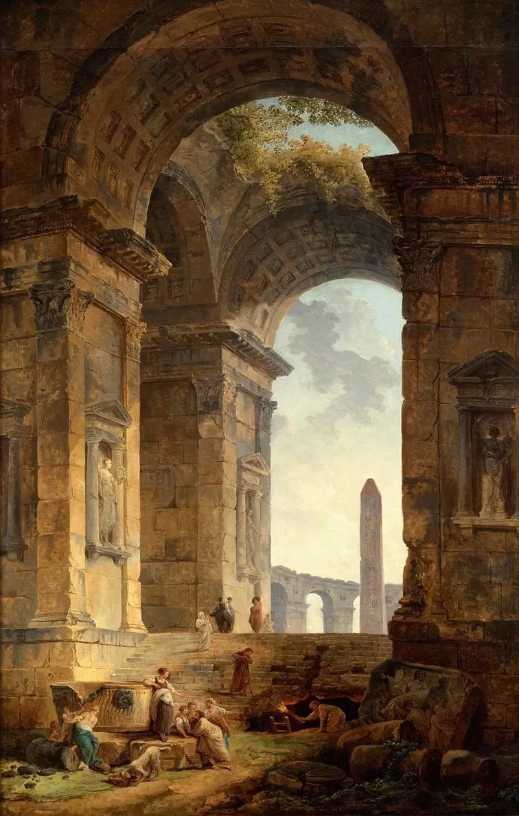 Ruins with an Obelisk in the Distance