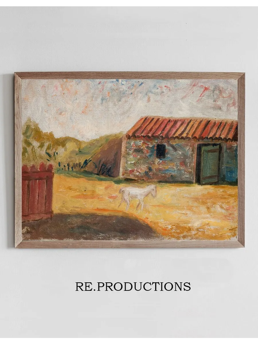 Rural Farmstead with a White Foal