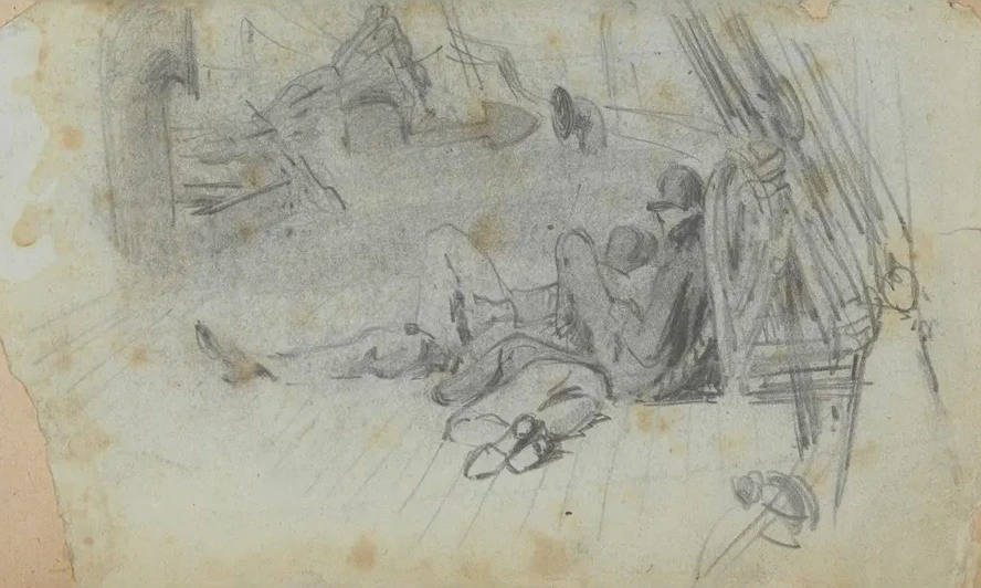 Sailors on Deck of Ship