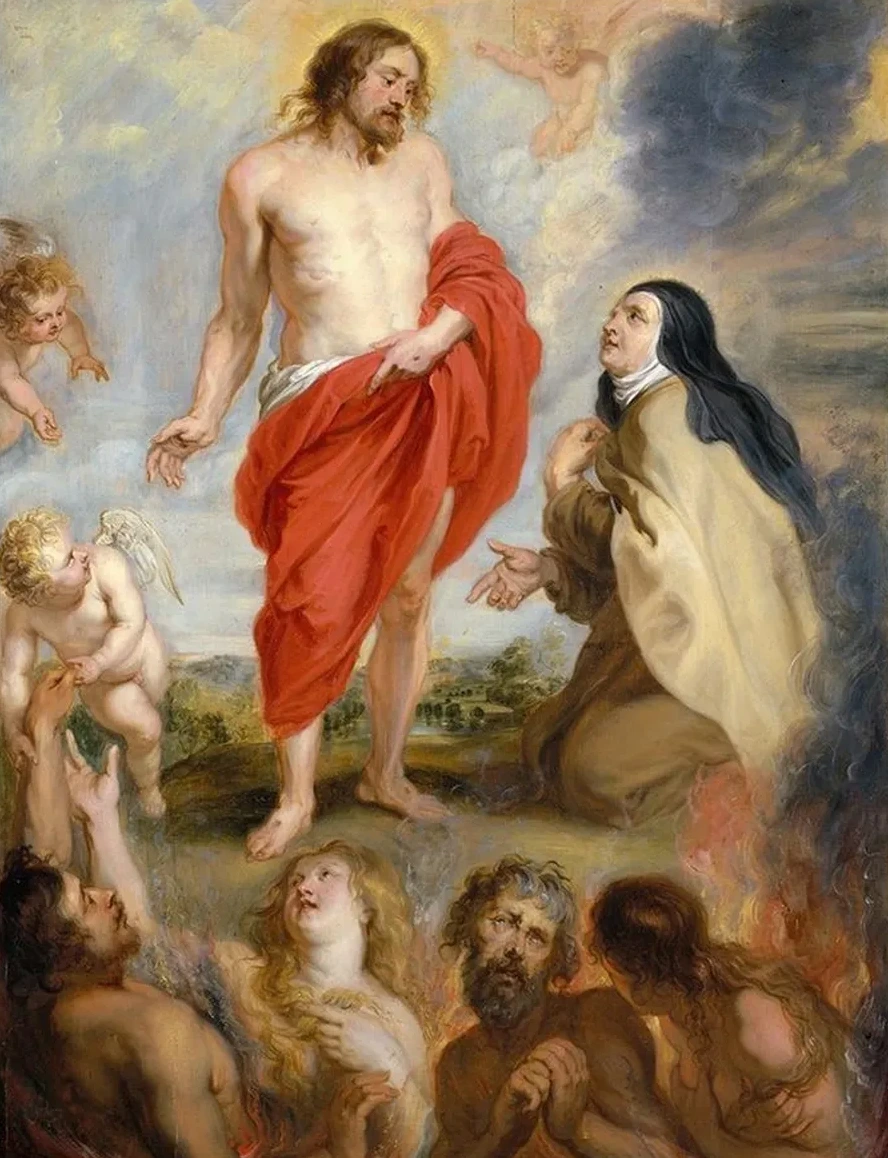 Saint Teresa of Vila Interceding for Souls in Purgatory