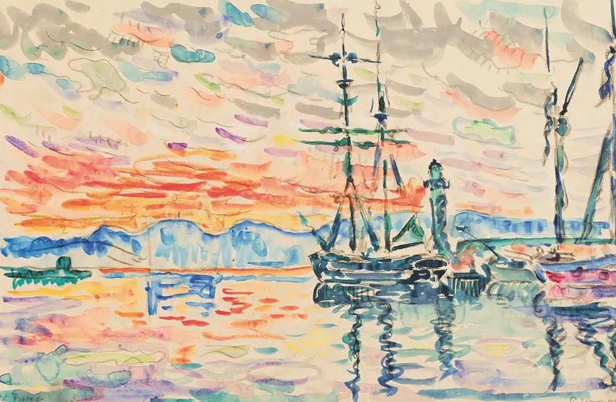 Saint - Tropez, le Port Au Coucher du Soleil