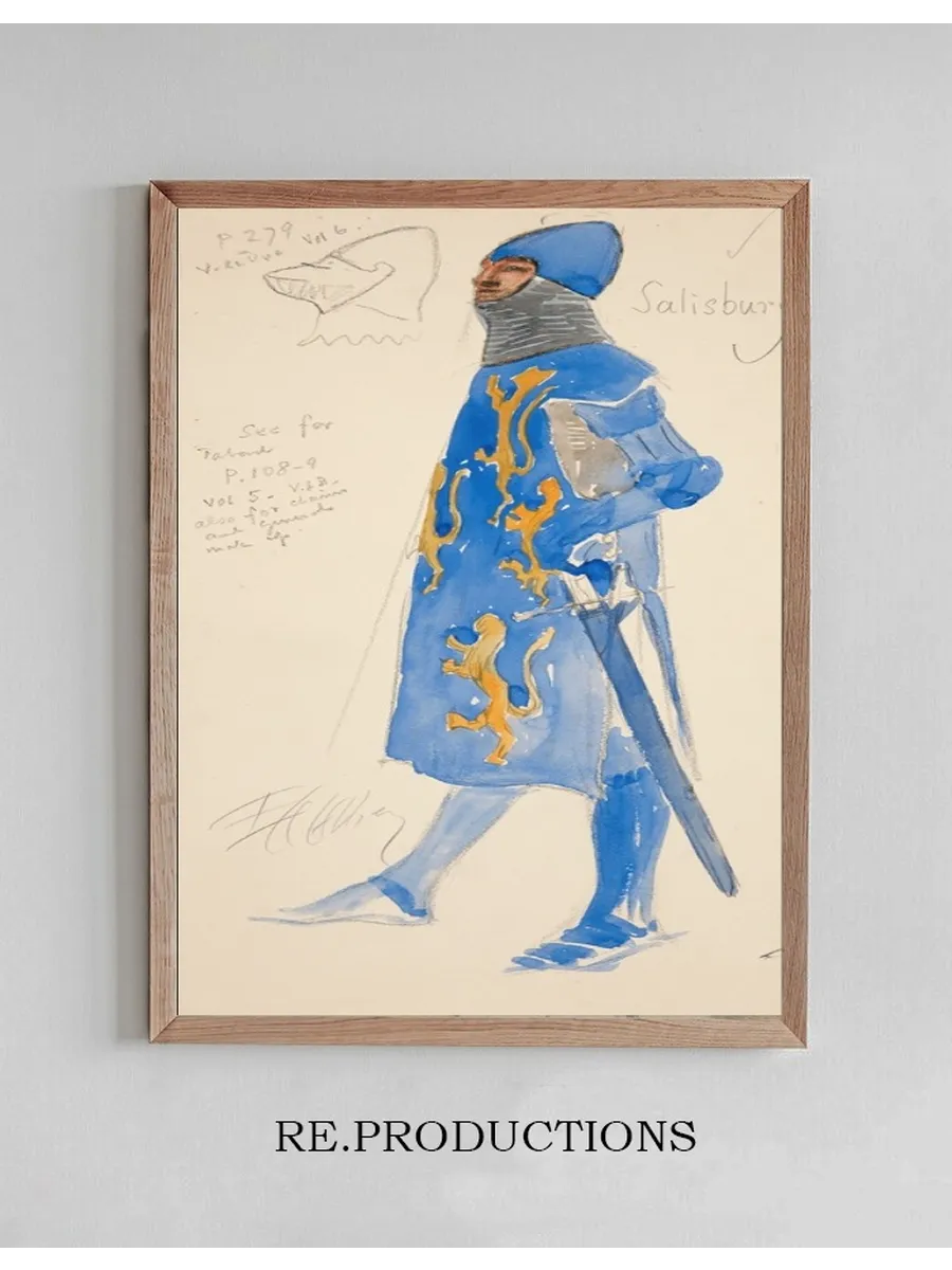 Salisbury (armed), Costume Sketch for Henry Irving's 1898 Planned Production of Richard II