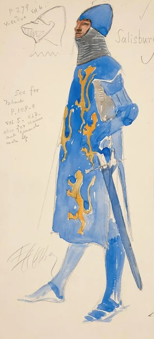 Salisbury (armed), Costume Sketch for Henry Irving's 1898 Planned Production of Richard II